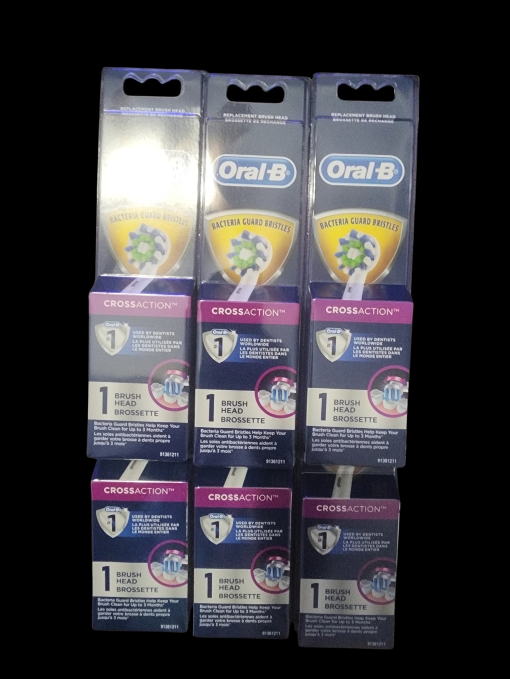 6 Pack--Sealed Oral-B Cross Action Replacement Heads